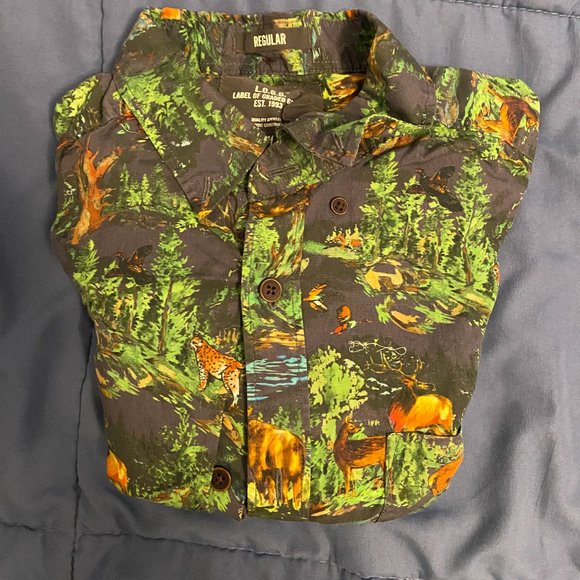 H&M LOGG Tropical Forest Print Button Up Shirt - Picture 1 of 1